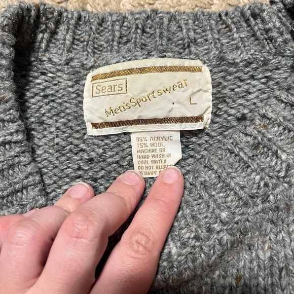 Vintage Sears Men’s Sportswear Grey Wool Blend Crewneck Sweater Classic Pullover - Picture 3 of 8